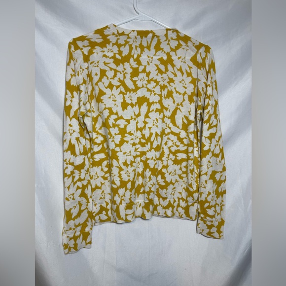 Cottagecore LOFT Yellow and Cream Knit Sweater 100% Cotton Spring Cardigan - Picture 5 of 6